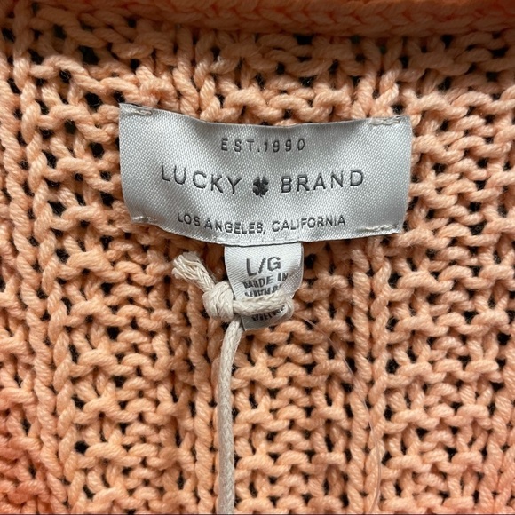 NWT Lucky Brand Peach Knit V Neck Sweater - Picture 3 of 8